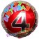 Luftballon aus Folie zum 4. Geburtstag, Happy Birthday Milestone 4, inklusive Ballongas