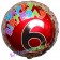 Luftballon aus Folie zum 6. Geburtstag, Happy Birthday Milestone 6, inklusive Ballongas