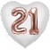 Luftballon Herz Jumbo 21, rosegold mit 3D-Effekt zum 21. Geburtstag