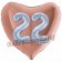 Herzluftballon Jumbo Zahl 22, rosegold-silber-holografisch mit 3D-Effekt zum 22. Geburtstag