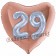 Herzluftballon Jumbo Zahl 29, rosegold-silber-holografisch mit 3D-Effekt zum 29. Geburtstag