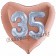 Herzluftballon Jumbo Zahl 35, rosegold-silber-holografisch mit 3D-Effekt zum 35. Geburtstag