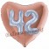 Herzluftballon Jumbo Zahl 42, rosegold-silber-holografisch mit 3D-Effekt zum 42. Geburtstag