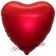 Herzluftballon aus Folie, Matt Rot, Satinglanz, mit Ballongas-Helium