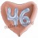 Herzluftballon Jumbo Zahl 46, rosegold-silber-holografisch mit 3D-Effekt zum 46. Geburtstag