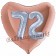 Herzluftballon Jumbo Zahl 72, rosegold-silber-holografisch mit 3D-Effekt zum 72. Geburtstag