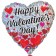 Happy Valentines Day, holografischer Herzluftballon aus Folie mit kleine Herzen inklusive Helium