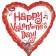 Roter Herzluftballon aus Folie zum Valentinstag mit der Aufschrift Happy Valentines Day auf weißem Herz.