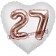 Großes Luftballon Herz, 3D-Effekt, Weiß/Roségold, Beispiel Zahl 27