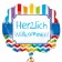 Herzlich Willkommen, Folienballon, Shape mit Helium