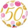 Luftballon zum 50. Geburtstag, Pink & Gold Dots 50, ohne Helium-Ballongas