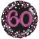 Holografischer Folienballon, Jumbo Pink Celebration 60 mit 3D effekt zum 60. Geburtstag