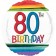 Luftballon zum 80. Geburtstag, Rainbow Birthday 80, ohne Helium-Ballongas