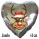 Jumbo Folienballon Rentier Rudolph, 61 cm Herz, silber, ohne Helium/Ballongas