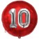 Runder Luftballon Jumbo Zahl 10, rot-silber mit 3D-Effekt zum 10. Geburtstag