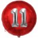 Runder Luftballon Jumbo Zahl 11, rot-silber mit 3D-Effekt zum 11. Geburtstag