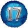 Runder Luftballon Jumbo Zahl 17, blau-silber mit 3D-Effekt zum 17. Geburtstag