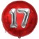Runder Luftballon Jumbo Zahl 17, rot-silber mit 3D-Effekt zum 17. Geburtstag