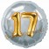 Runder Luftballon Jumbo Zahl 17, silber-gold mit 3D-Effekt zum 17. Geburtstag