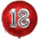 Runder Luftballon Jumbo Zahl 18, rot-silber mit 3D-Effekt zum 18. Geburtstag