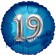 Runder Luftballon Jumbo Zahl 19, blau-silber mit 3D-Effekt zum 19. Geburtstag