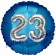 Runder Luftballon Jumbo Zahl 23, blau-silber mit 3D-Effekt zum 23. Geburtstag