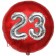 Runder Luftballon Jumbo Zahl 23, rot-silber mit 3D-Effekt zum 23. Geburtstag