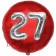Runder Luftballon Jumbo Zahl 27, rot-silber mit 3D-Effekt zum 27. Geburtstag