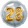 Runder Luftballon Jumbo Zahl 28, silber-gold mit 3D-Effekt zum 28. Geburtstag