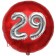 Runder Luftballon Jumbo Zahl 29, rot-silber mit 3D-Effekt zum 29. Geburtstag