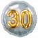 Runder Luftballon Jumbo Zahl 30, silber-gold mit 3D-Effekt zum 30. Geburtstag