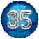 Runder Luftballon Jumbo Zahl 35, blau-silber mit 3D-Effekt zum 35. Geburtstag