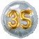 Runder Luftballon Jumbo Zahl 35, silber-gold mit 3D-Effekt zum 35. Geburtstag