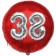 Runder Luftballon Jumbo Zahl 38, rot-silber mit 3D-Effekt zum 38. Geburtstag