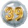 Runder Luftballon Jumbo Zahl 39, silber-gold mit 3D-Effekt zum 39. Geburtstag