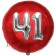Runder Luftballon Jumbo Zahl 41, rot-silber mit 3D-Effekt zum 41. Geburtstag