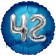 Runder Luftballon Jumbo Zahl 42, blau-silber mit 3D-Effekt zum 42. Geburtstag