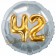 Runder Luftballon Jumbo Zahl 42, silber-gold mit 3D-Effekt zum 42. Geburtstag