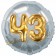 Runder Luftballon Jumbo Zahl 43, silber-gold mit 3D-Effekt zum 43. Geburtstag