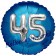 Runder Luftballon Jumbo Zahl 45, blau-silber mit 3D-Effekt zum 45. Geburtstag