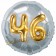Runder Luftballon Jumbo Zahl 46, silber-gold mit 3D-Effekt zum 46. Geburtstag