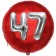 Runder Luftballon Jumbo Zahl 47, rot-silber mit 3D-Effekt zum 47. Geburtstag