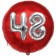 Runder Luftballon Jumbo Zahl 48, rot-silber mit 3D-Effekt zum 48. Geburtstag