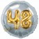 Runder Luftballon Jumbo Zahl 48, silber-gold mit 3D-Effekt zum 48. Geburtstag