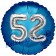 Runder Luftballon Jumbo Zahl 52, blau-silber mit 3D-Effekt zum 52. Geburtstag
