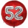 Runder Luftballon Jumbo Zahl 52, rot-silber mit 3D-Effekt zum 52. Geburtstag