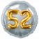 Runder Luftballon Jumbo Zahl 52, silber-gold mit 3D-Effekt zum 52. Geburtstag