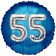 Runder Luftballon Jumbo Zahl 55, blau-silber mit 3D-Effekt zum 55. Geburtstag