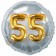 Runder Luftballon Jumbo Zahl 55, silber-gold mit 3D-Effekt zum 55. Geburtstag
