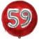 Runder Luftballon Jumbo Zahl 59, rot-silber mit 3D-Effekt zum 59. Geburtstag